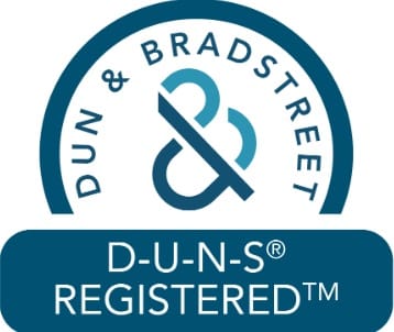 Dun & Bradstreet logo featuring the D-U-N-S® Registered™ mark, indicating official certification for business identification and credibility.